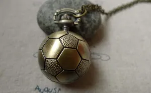 1 PC of Antique Bronze Football Round Pocket Watch A6403