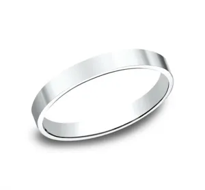 14K White Gold 2mm Flat Plain Straight Wedding Band