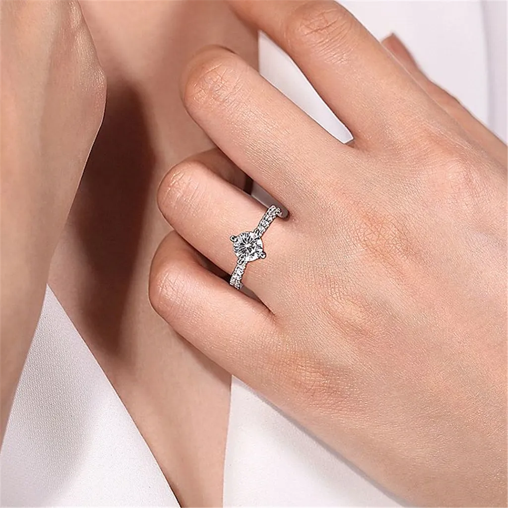 14K White Gold 'Ada' Hidden Halo Round Diamond Engagement Ring