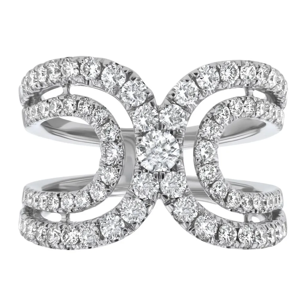 14K White Gold Contemporary Diamond Ring