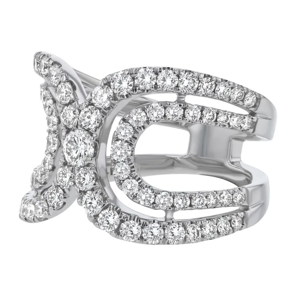 14K White Gold Contemporary Diamond Ring
