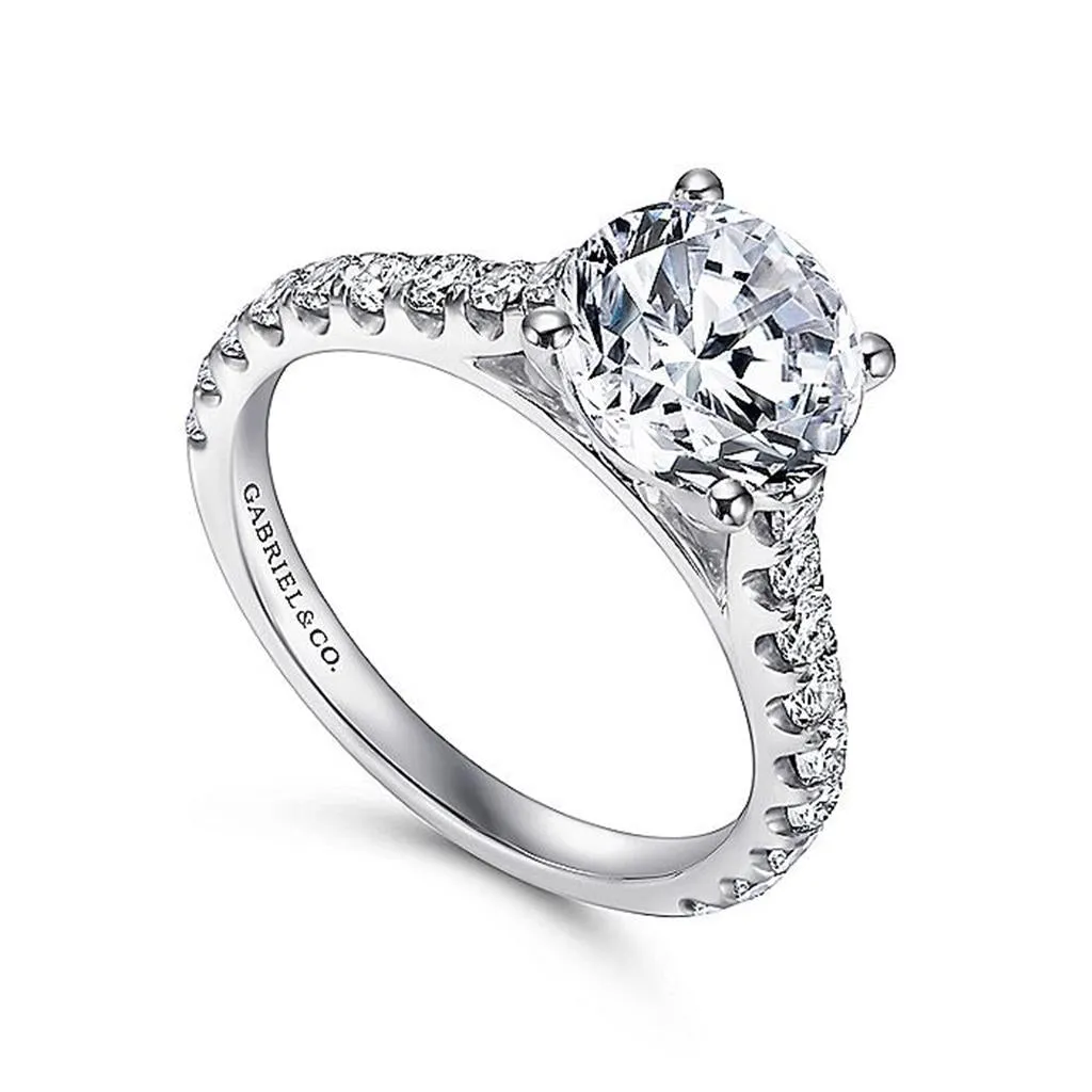 14K White Gold 'Luciole' Classic Round Diamond Engagement Ring