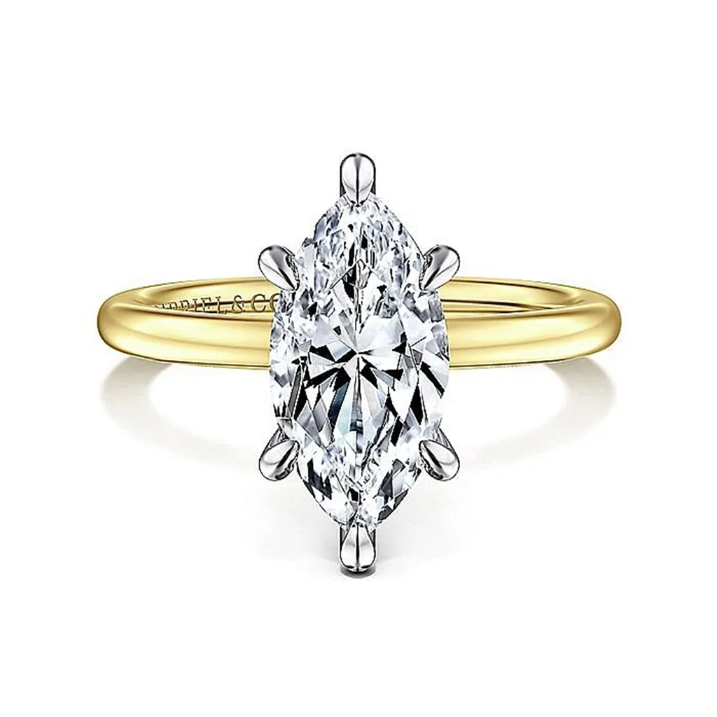 14K Yellow And White 'Cari' Hidden Halo Marquise Diamond Engagement Ring