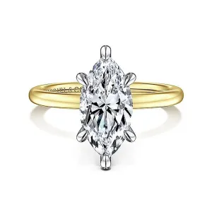 14K Yellow And White 'Cari' Hidden Halo Marquise Diamond Engagement Ring