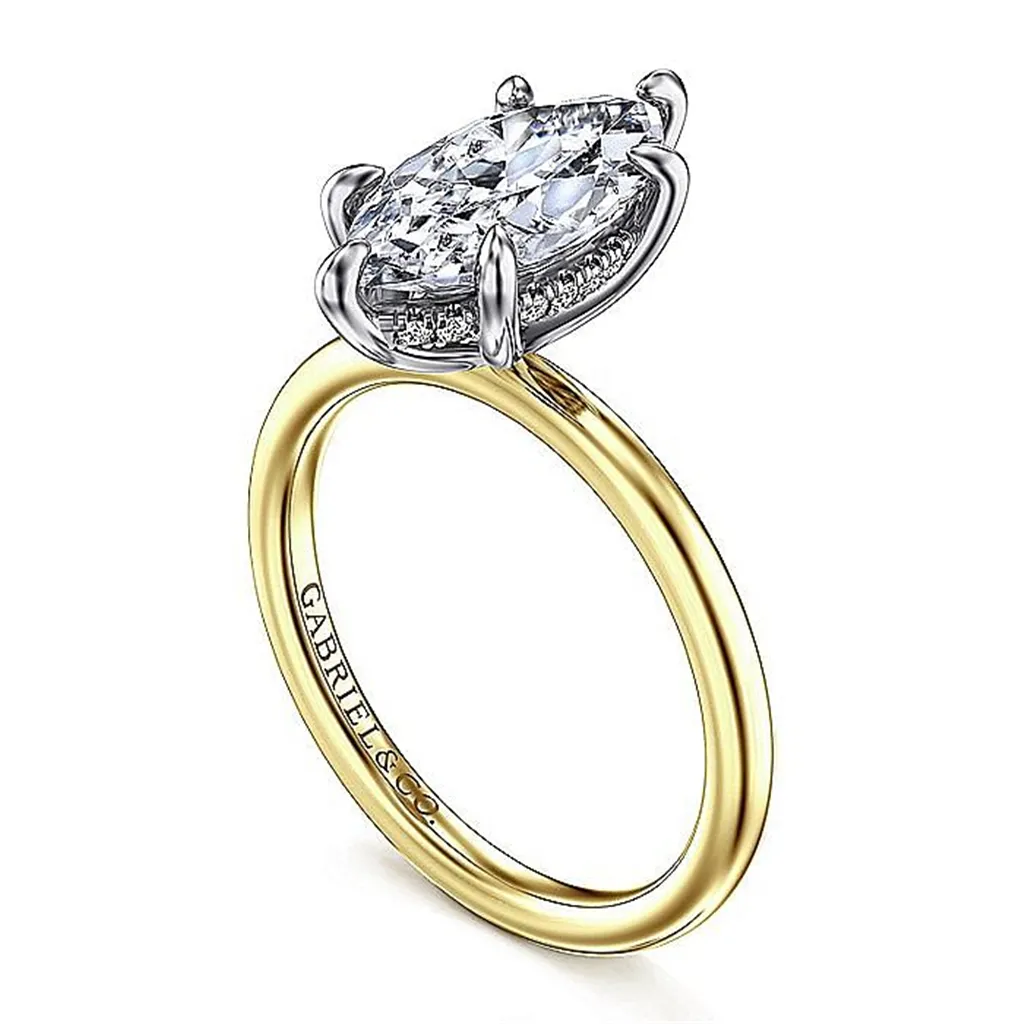 14K Yellow And White 'Cari' Hidden Halo Marquise Diamond Engagement Ring