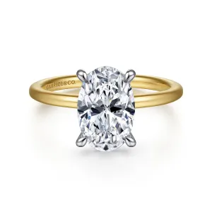 14K Yellow And White Gold 'Cari' Hidden Halo Oval Natural Diamonds Natural Diamonds Engagement Ring