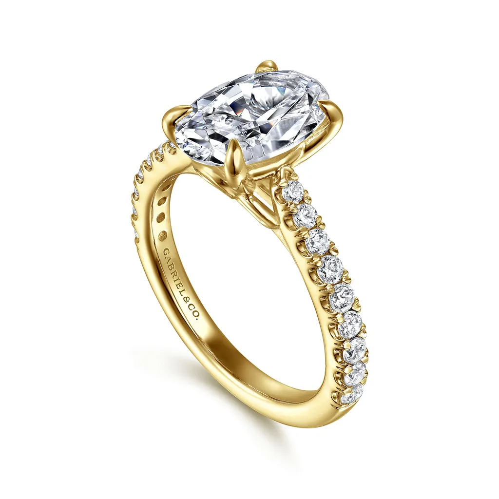 14K Yellow Gold 'Gaia' Classic Oval Natural Diamonds Natural Diamonds Engagement Ring