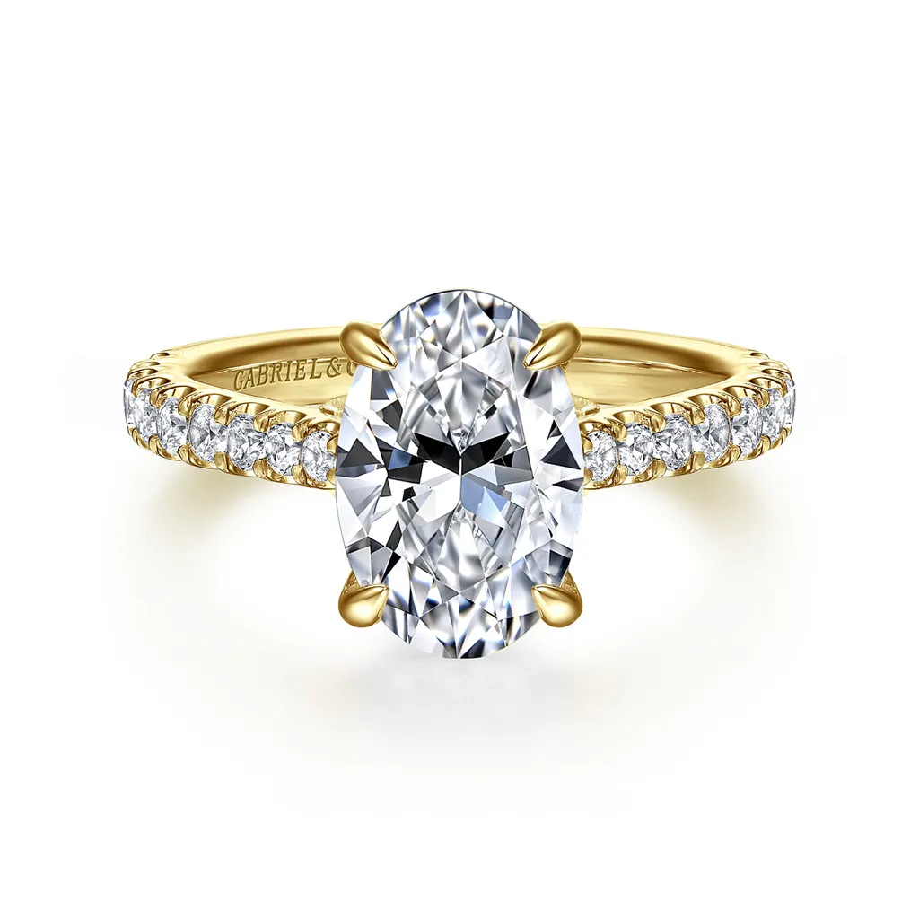 14K Yellow Gold 'Gaia' Classic Oval Natural Diamonds Natural Diamonds Engagement Ring