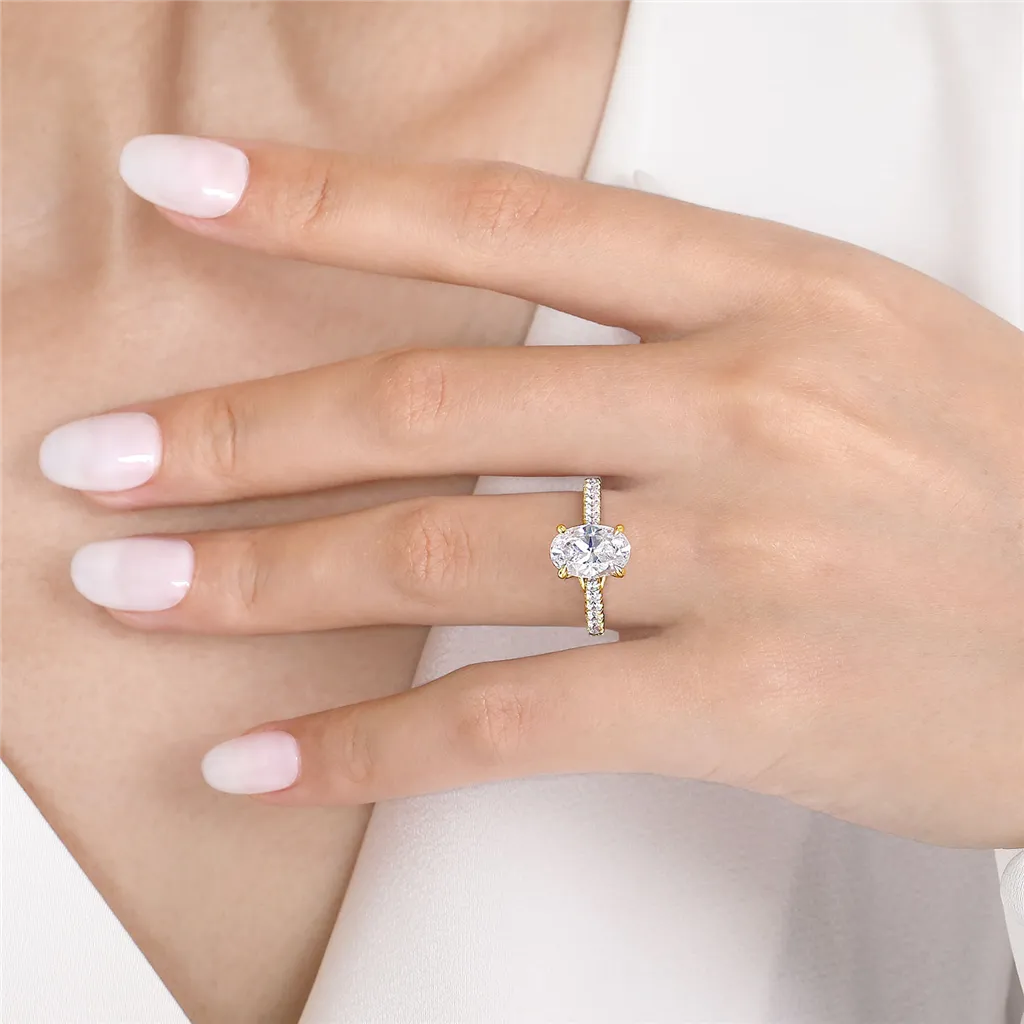 14K Yellow Gold 'Gaia' Classic Oval Natural Diamonds Natural Diamonds Engagement Ring