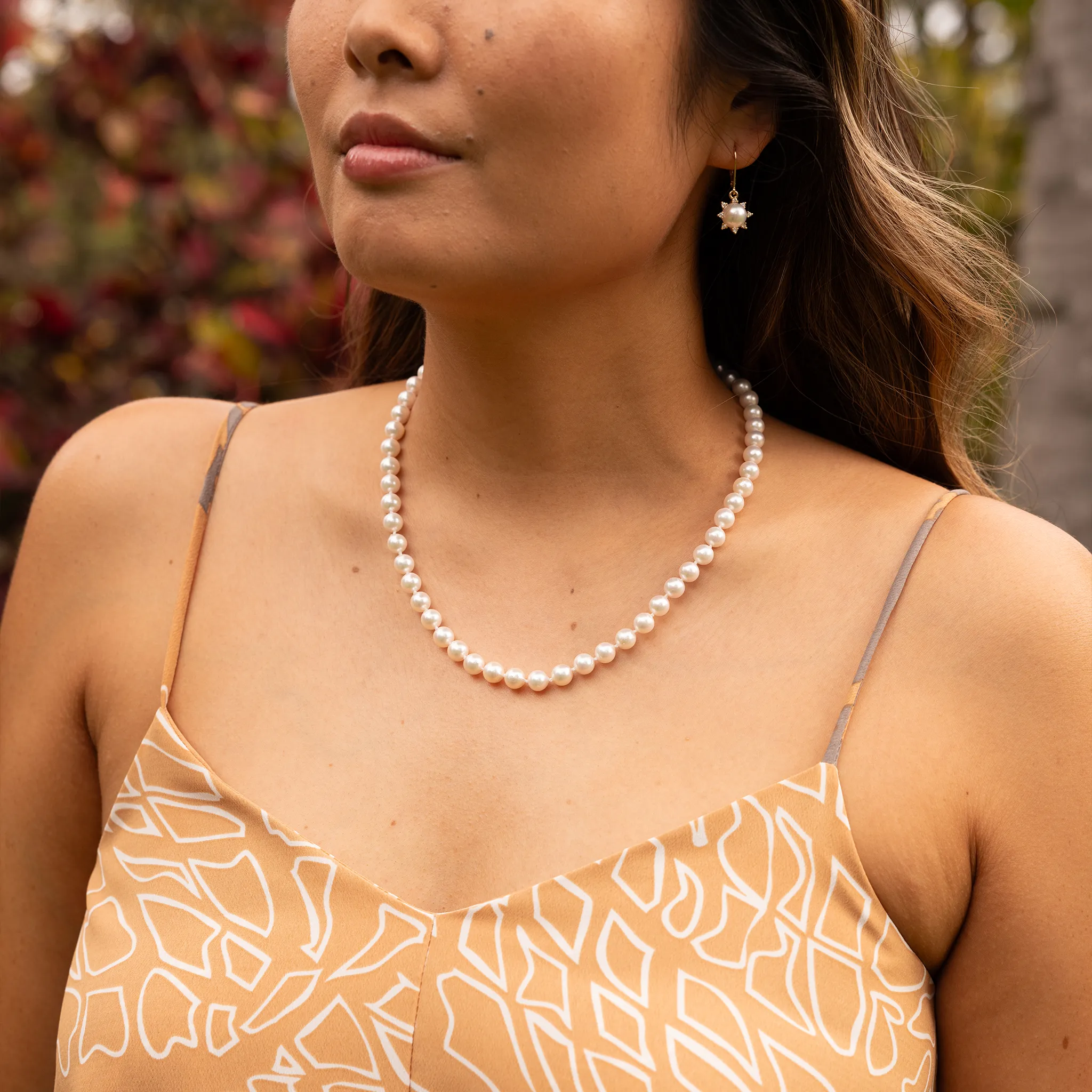 18-19" Akoya Pearl Strand with Two Tone Gold Clasp - 7-8mm