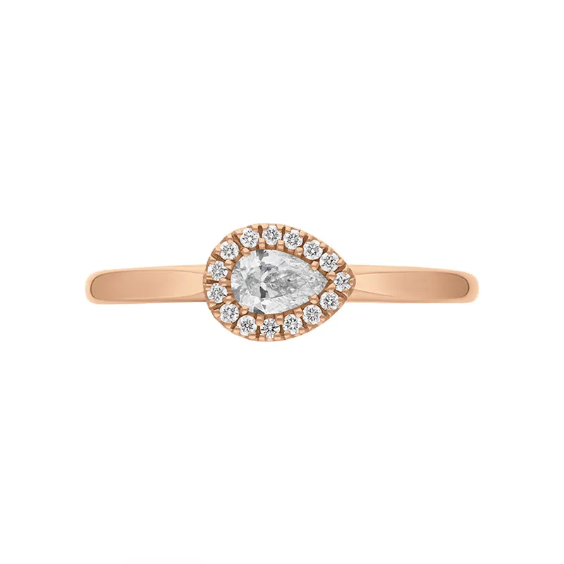 18ct Rose Gold 0.25ct Diamond Pear Cut Cluster Ring