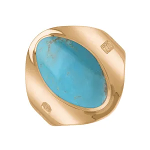18ct Rose Gold Turquoise Hallmark Small Oval Ring