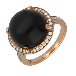 18ct Rose Gold Whitby Jet Diamond Round Dress Ring D D