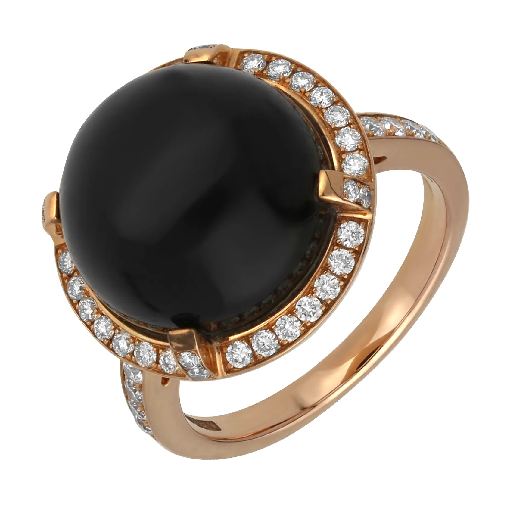 18ct Rose Gold Whitby Jet Diamond Round Dress Ring D D