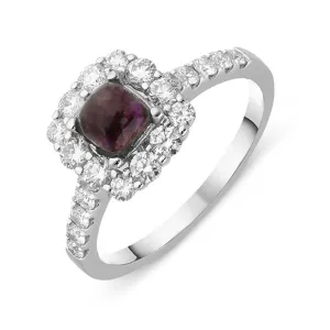 18ct White Gold Blue John Diamond Cushion Shaped Ring