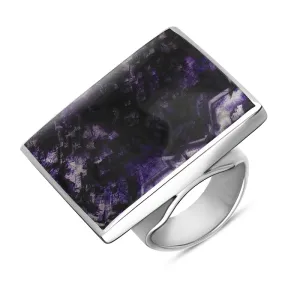 18ct White Gold Blue John Hallmark Large Square Ring