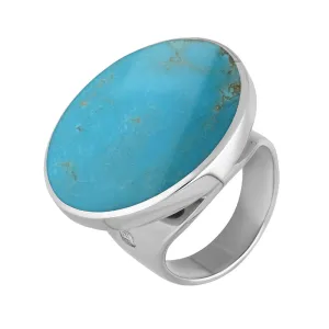 18ct White Gold Turquoise Hallmark Medium Round Ring