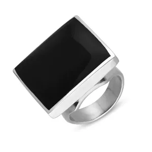 18ct White Gold Whitby Jet Hallmark Medium Square Ring