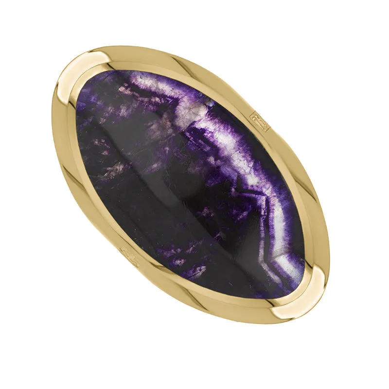 18ct Yellow Gold Blue John Hallmark Large Oval Ring