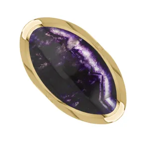 18ct Yellow Gold Blue John Hallmark Large Oval Ring