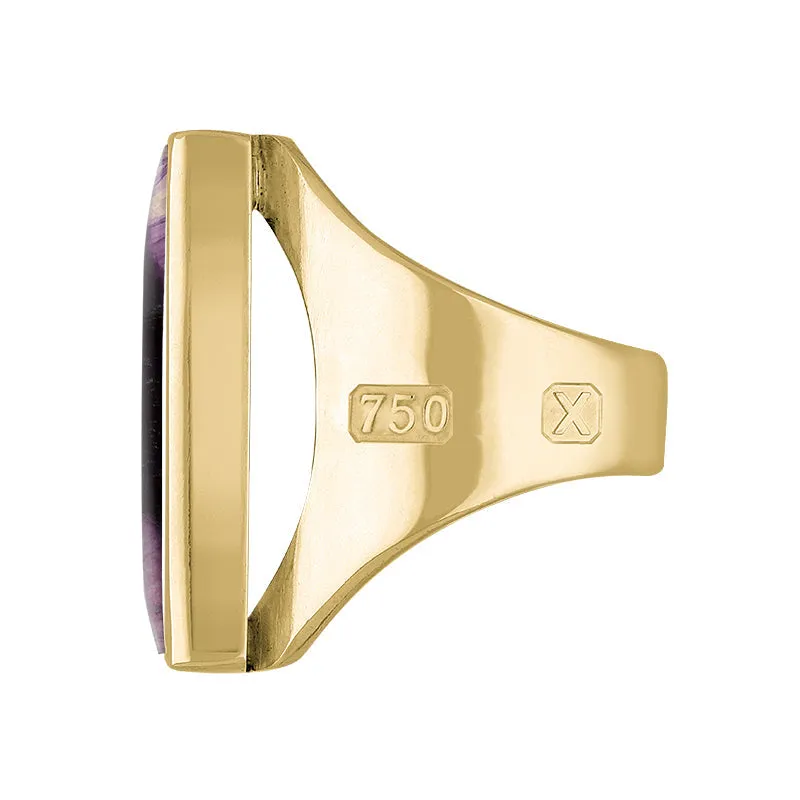 18ct Yellow Gold Blue John Hallmark Medium Oblong Ring