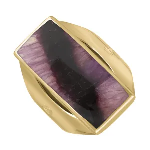 18ct Yellow Gold Blue John Hallmark Medium Oblong Ring
