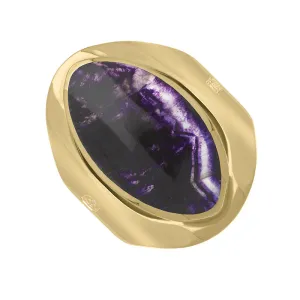 18ct Yellow Gold Blue John Hallmark Medium Oval Ring