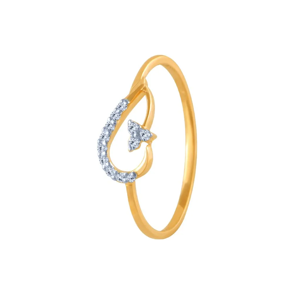 18k (750) Yellow Gold And Diamond Ring For Women
