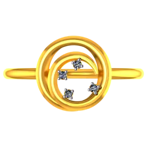 18k Diamond Ring With A Diamond Studded Circle On Top