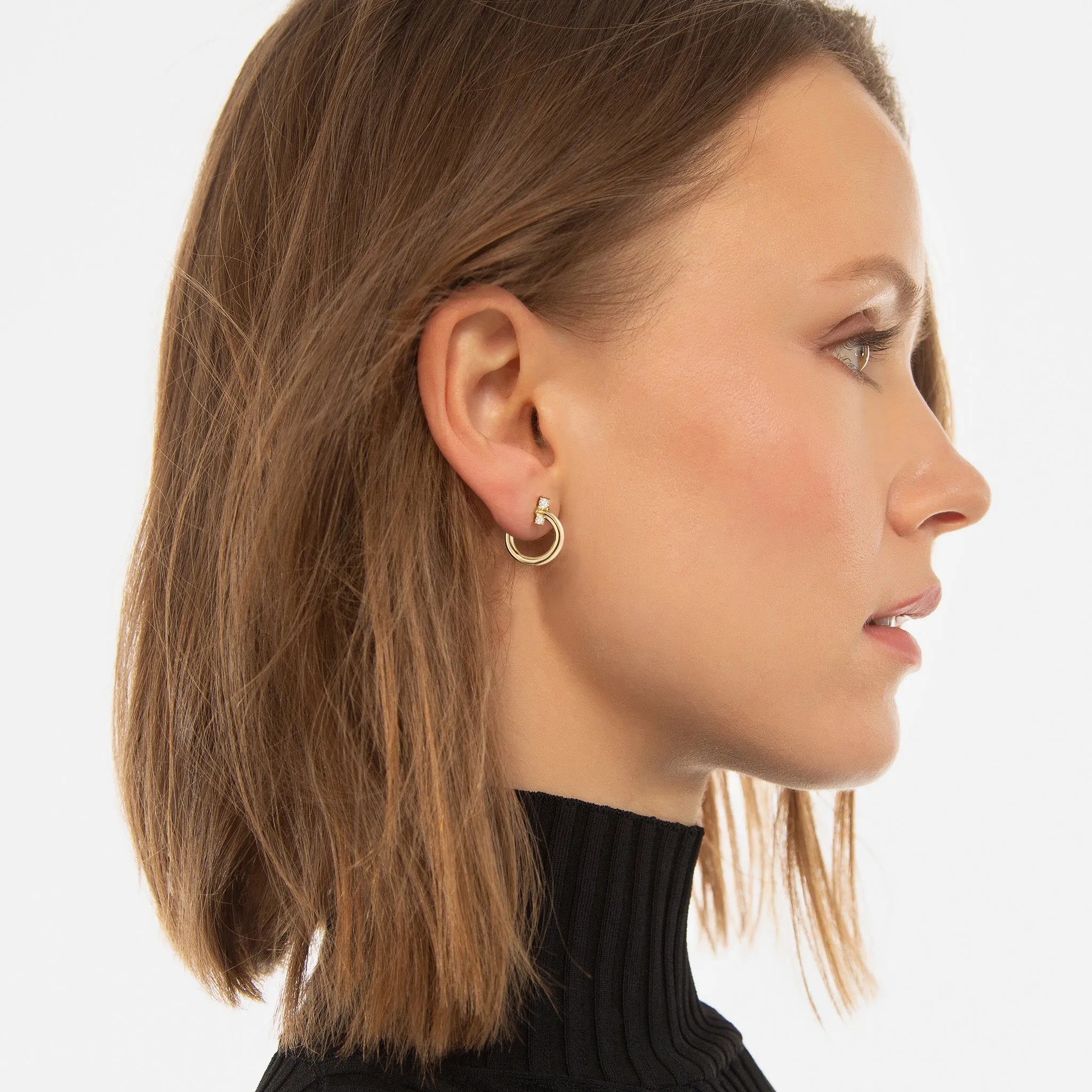 18K Gold Midi "Galaxy Wrap Hoop" Earrings with Diamonds