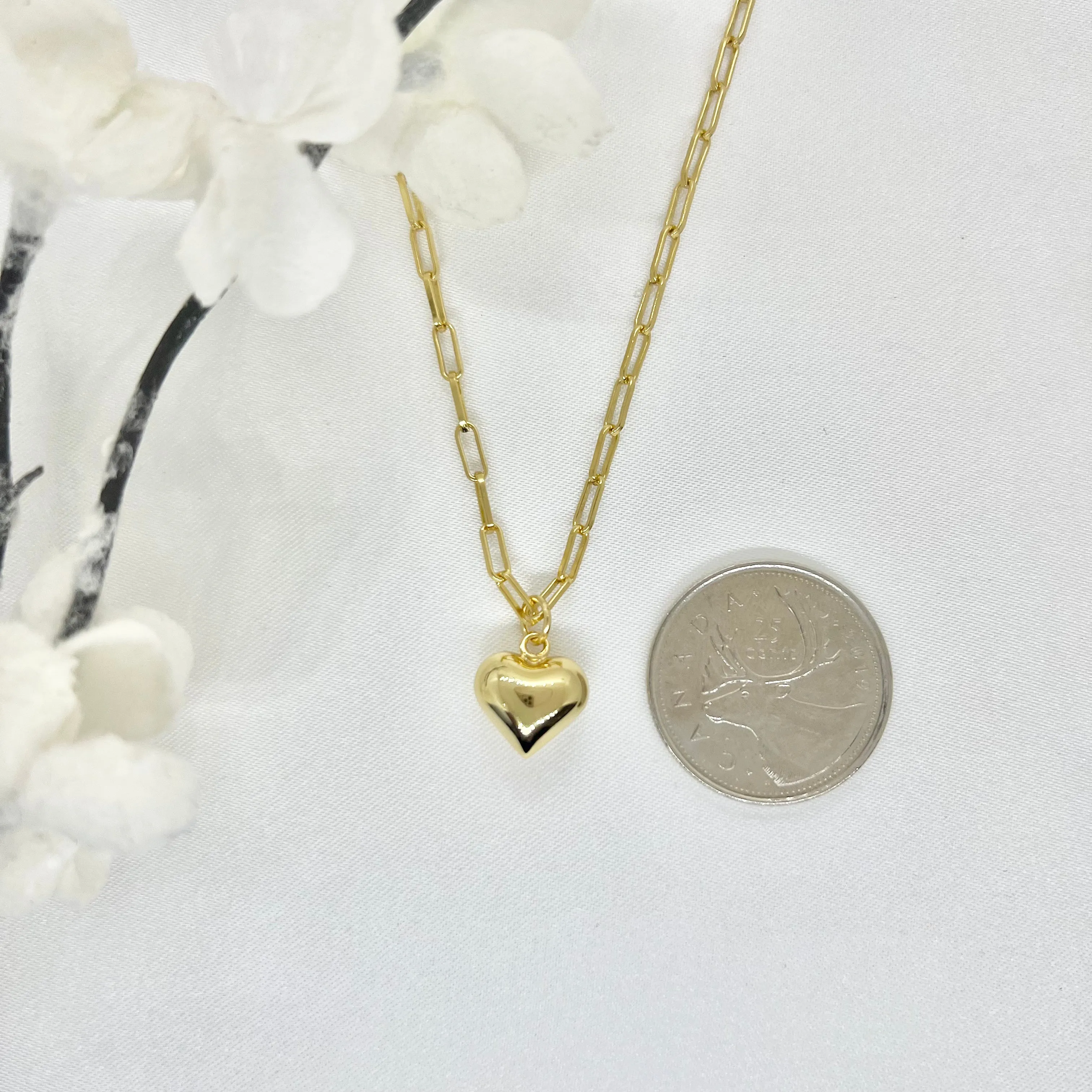 18k/925 Vermeil Paperclip Necklace with Heart Charm
