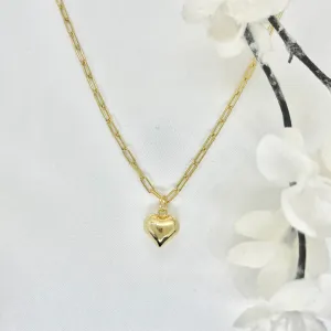 18k/925 Vermeil Paperclip Necklace with Heart Charm
