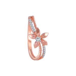 18KT (750) Rose Gold And Diamond Ring For Women