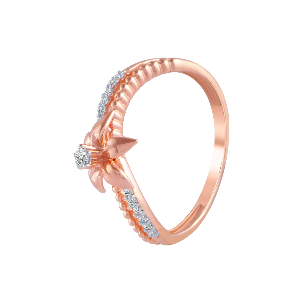 18KT (750) Rose Gold And Diamond Ring For Women