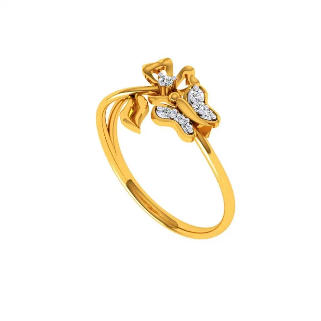 18KT (750) Yellow Gold And Diamond Ring For Women