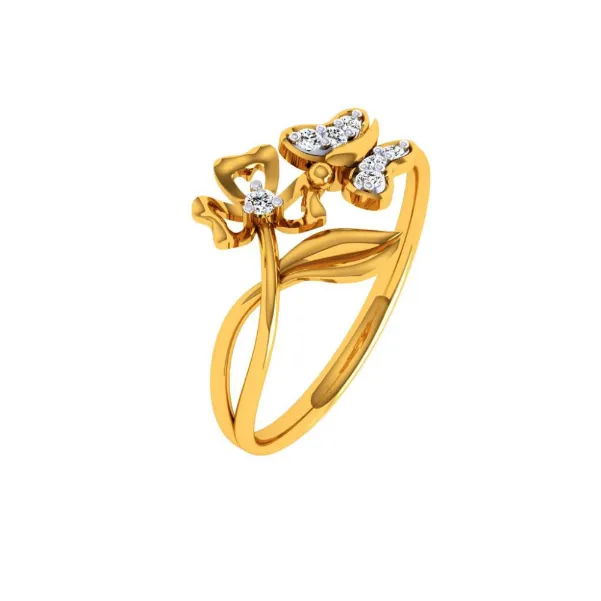 18KT (750) Yellow Gold And Diamond Ring For Women