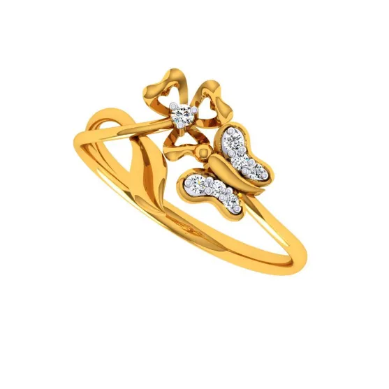 18KT (750) Yellow Gold And Diamond Ring For Women