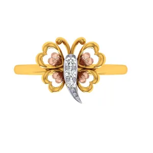 18KT (750) Yellow Gold And Diamond Ring For Women