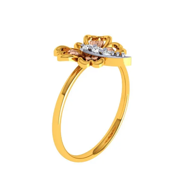 18KT (750) Yellow Gold And Diamond Ring For Women