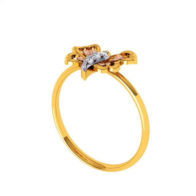 18KT (750) Yellow Gold And Diamond Ring For Women