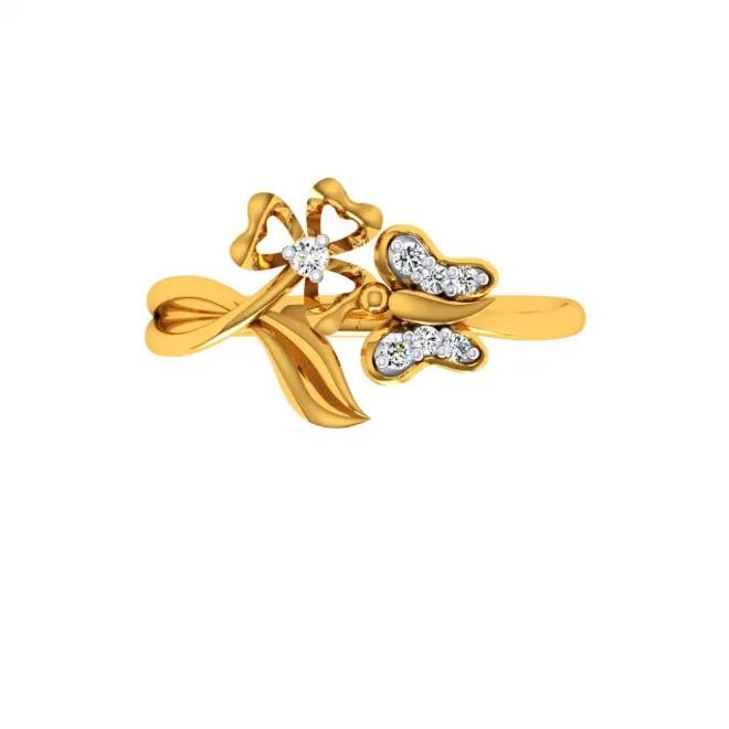 18KT (750) Yellow Gold And Diamond Ring For Women