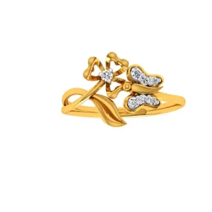 18KT (750) Yellow Gold And Diamond Ring For Women