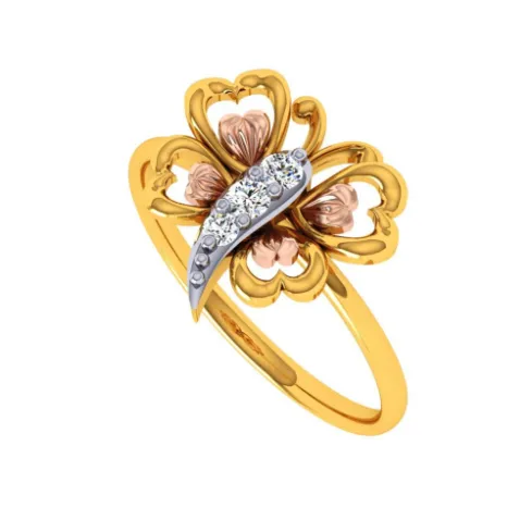 18KT (750) Yellow Gold And Diamond Ring For Women