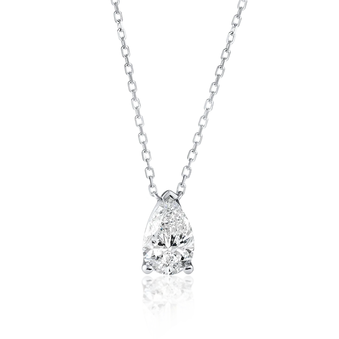 1ct Pear Diamond Pendant White Gold