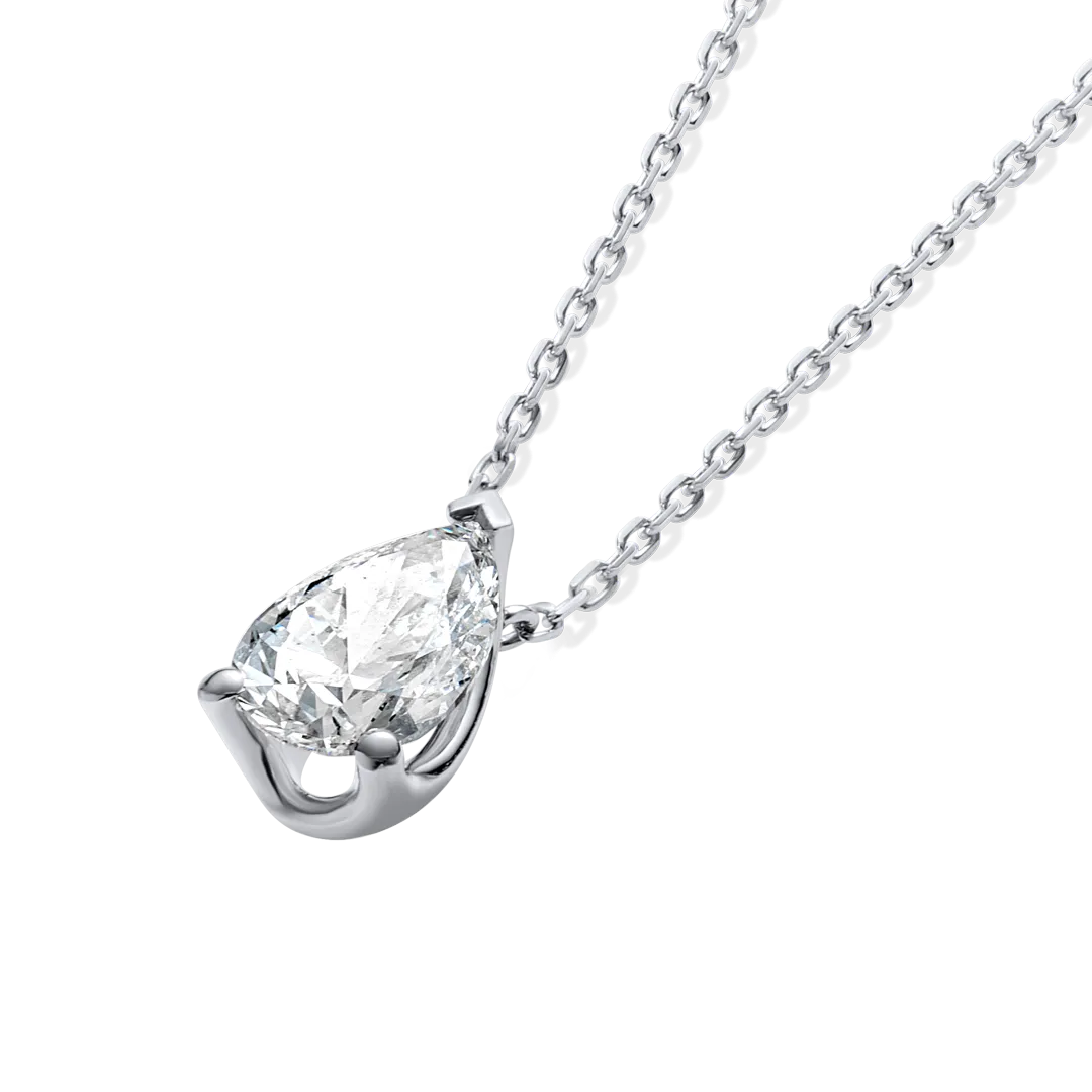 1ct Pear Diamond Pendant White Gold
