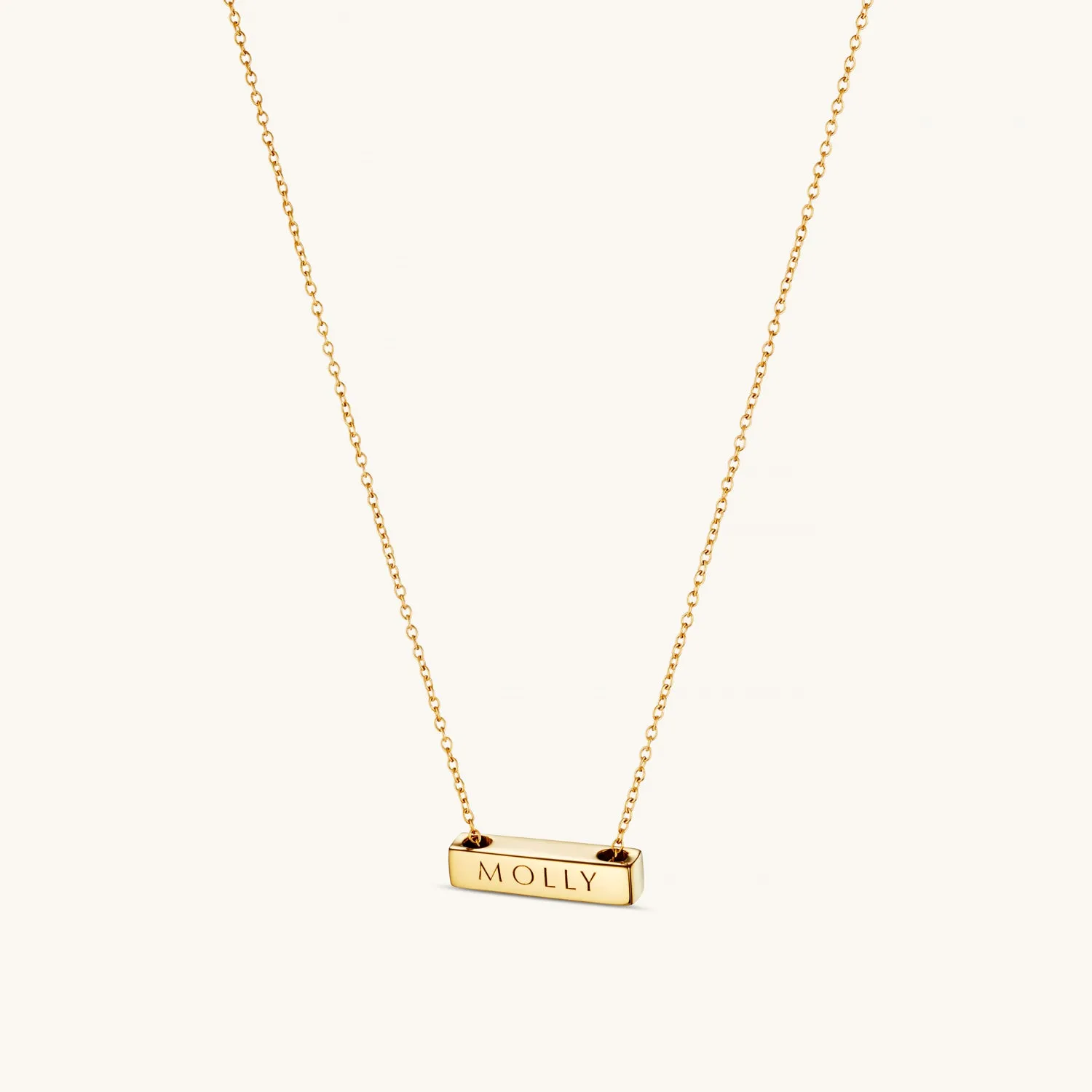 2cm Letter Bar Necklace Gold Horizontal