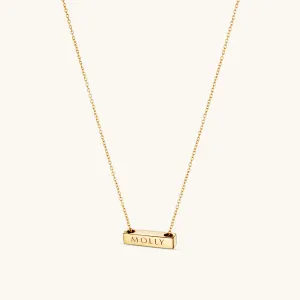 2cm Letter Bar Necklace Gold Horizontal