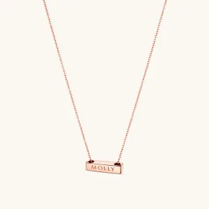 2cm Letter Bar Necklace in Rose Gold Horizontal