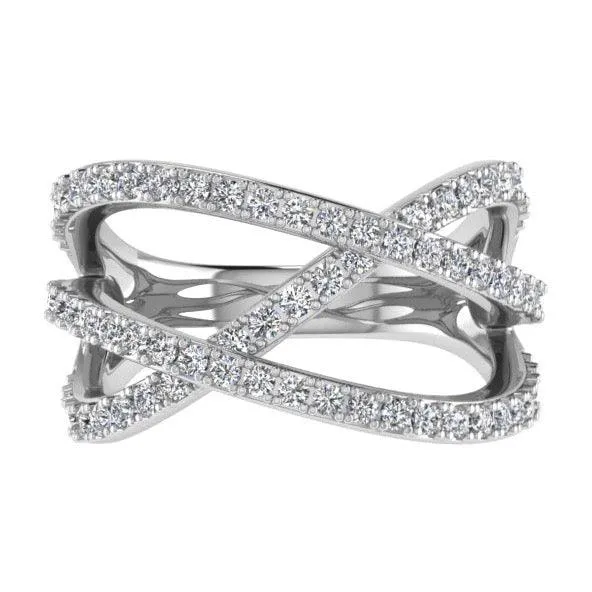 3 Way Diamond Crossover Ring 14K Gold
