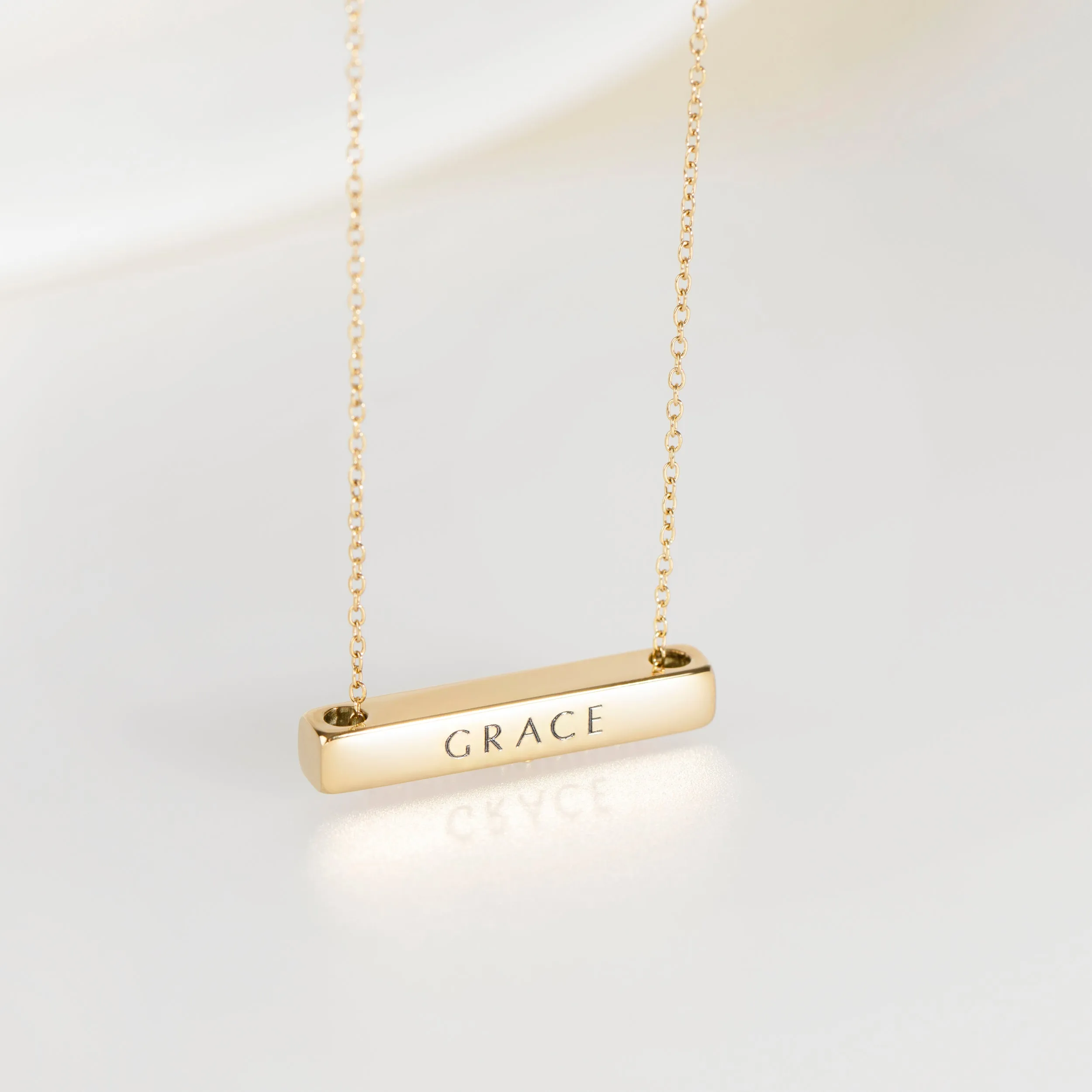 3cm Letter Bar Necklace in Gold Horizontal